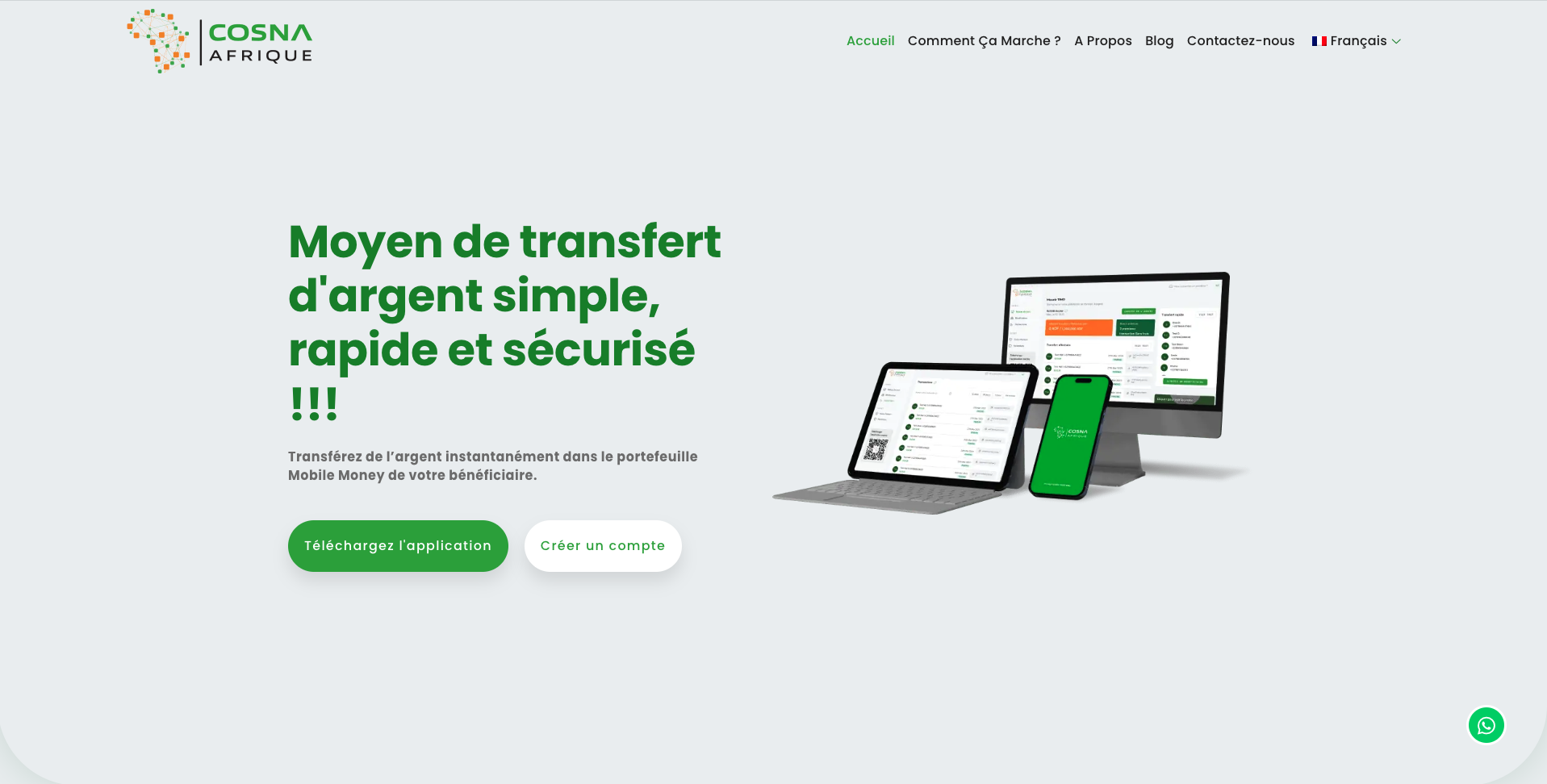 Capture de la version de Cosna Afrique